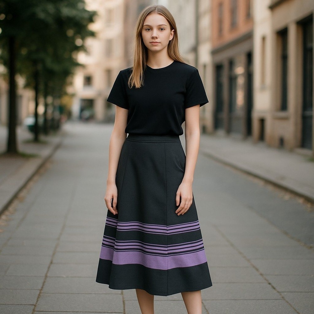 Petite Sophisticate Straight & Pencil Skirt Womens 6 Black Striped Knee Length
